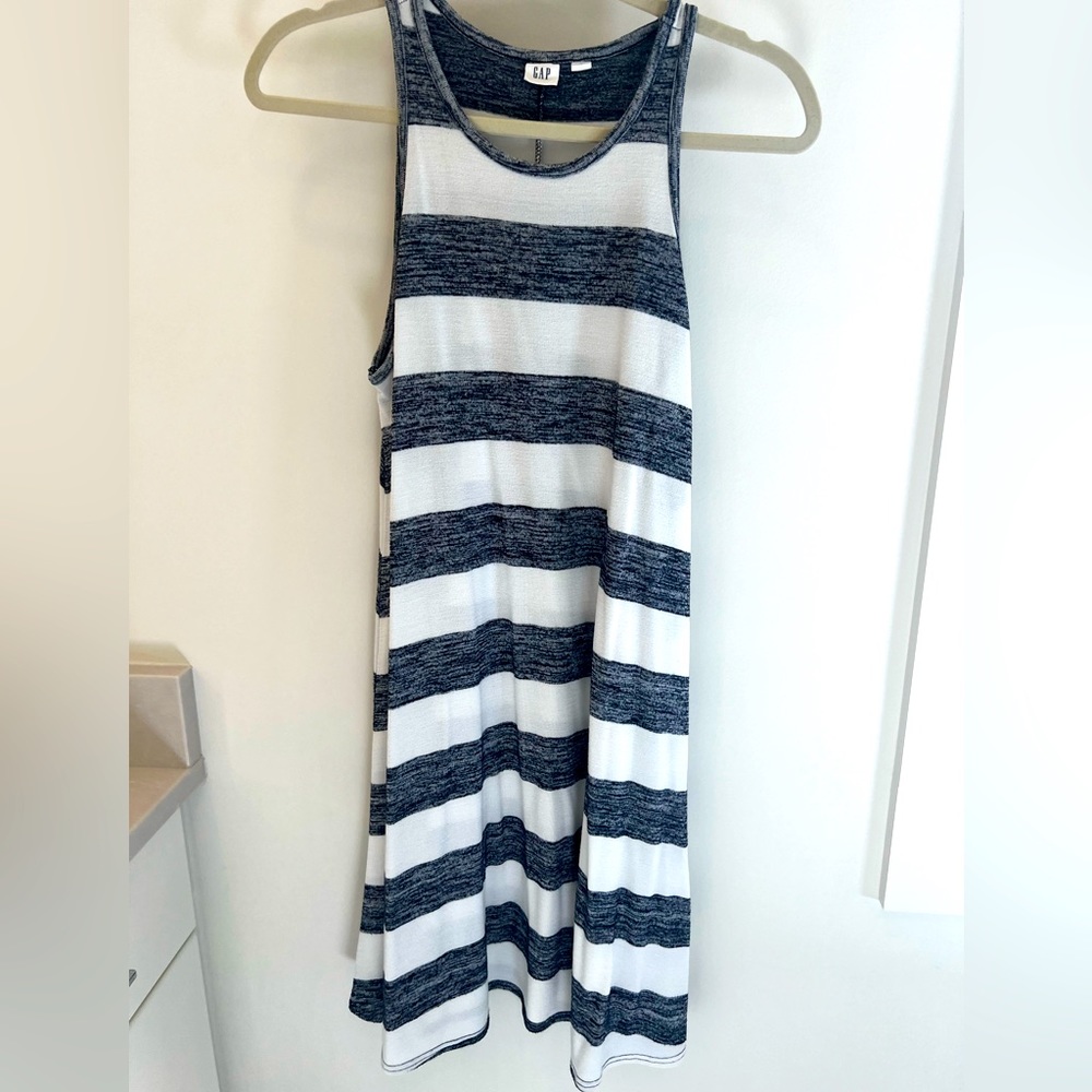Blue and White Stripe Midi Dress